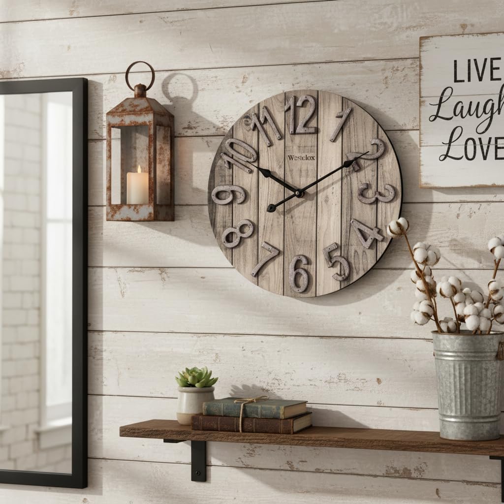 Amazon.com: NYL Holdings Westclox Wall Clock Large Wooden Vintage